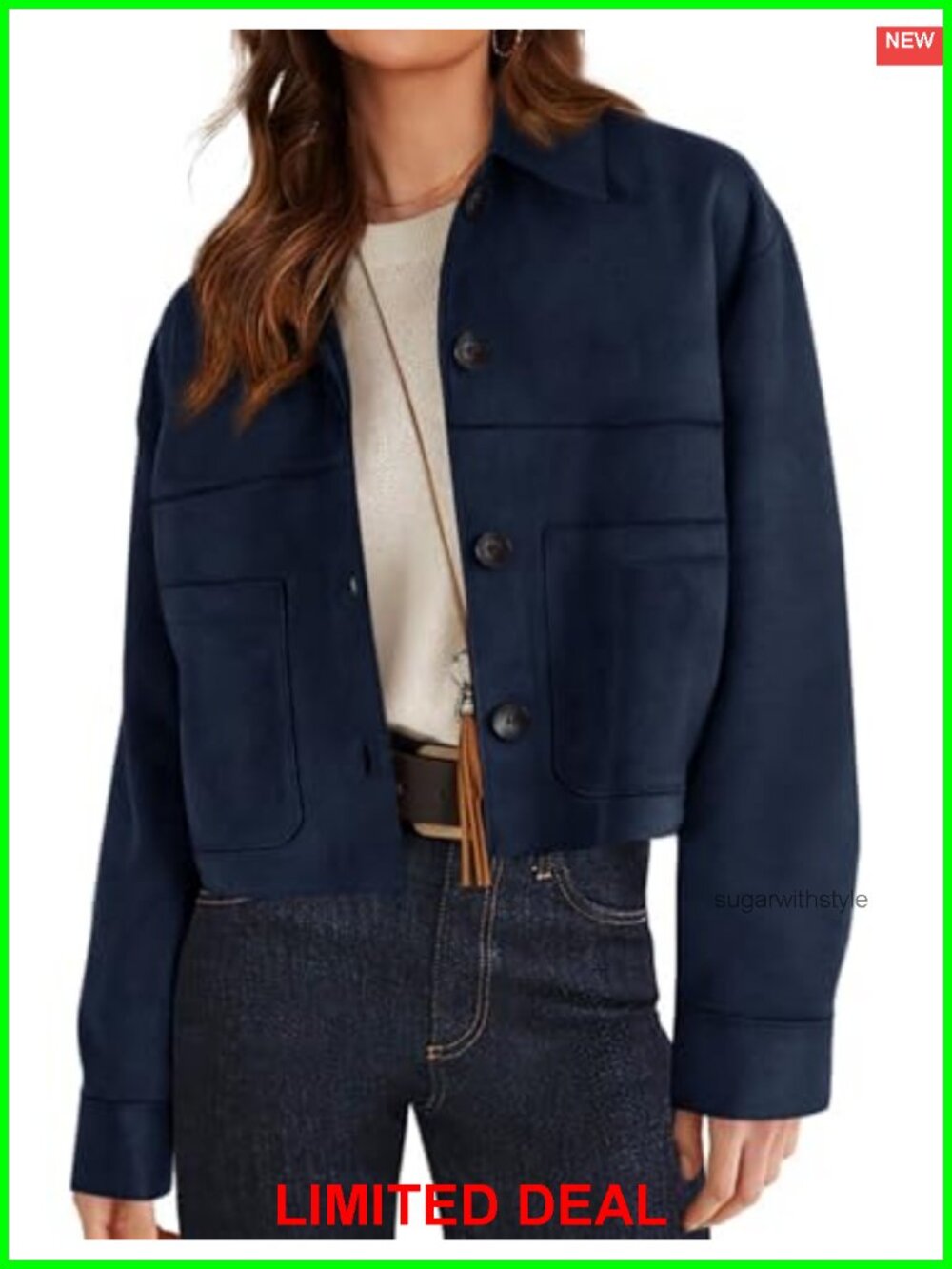 Faux Suede Shacket Jacket Lightweight Cropped Coat
